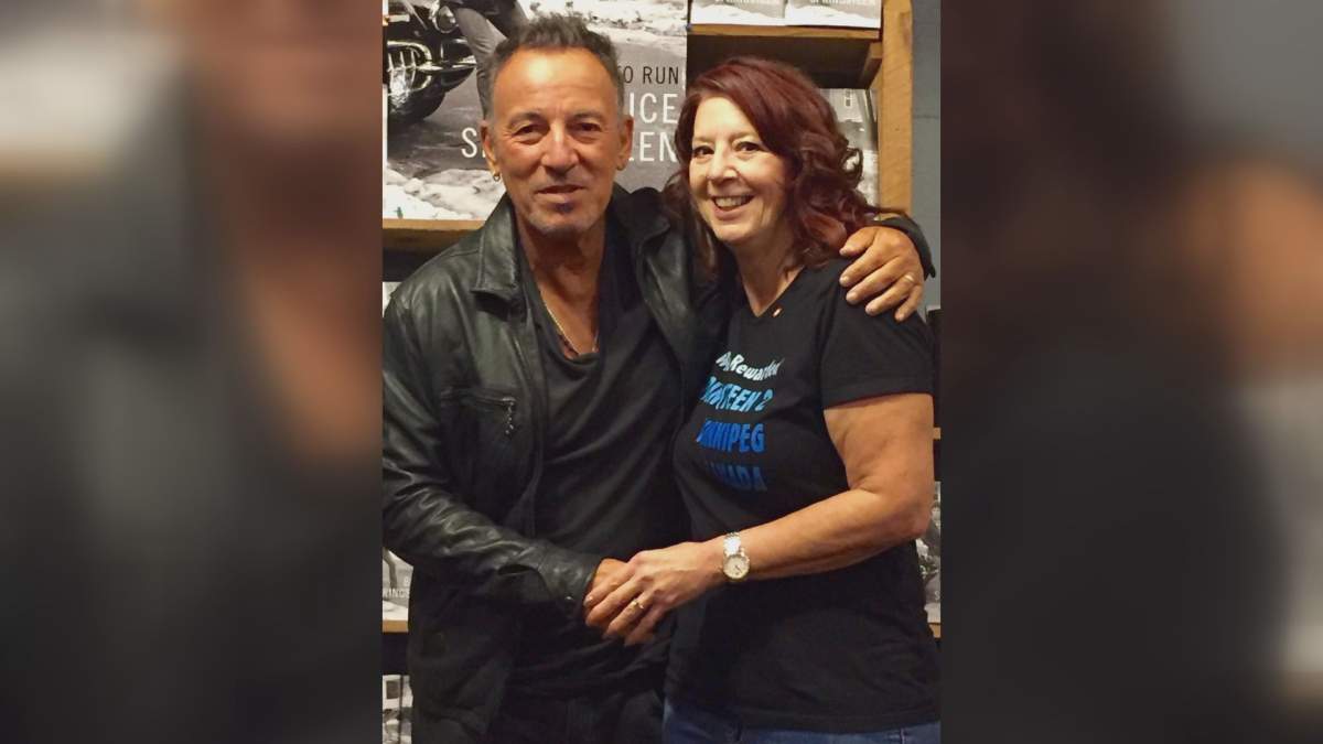Winnipeggers Diane Geddes meeting Bruce Springsteen at a book signing. Geddes has seen The Boss in concert more than 60 times.