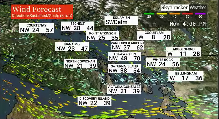 High Wind Warning Issued For B.C.’s South Coast For Monday - BC ...