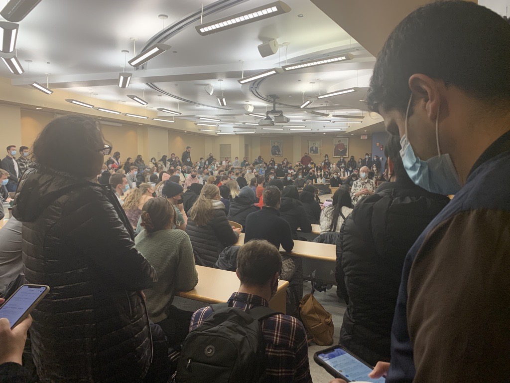 Law students met with faculty members for nearly two hours to discuss how to address concerns around ‘ongoing racist comments.’