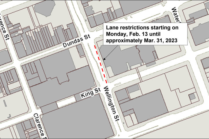 Lanes reduced on Wellington Street in London, Ont. starting Monday