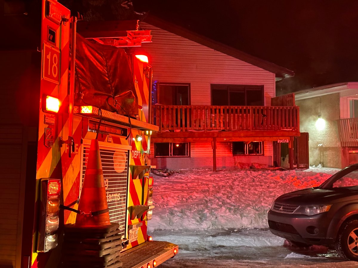Duplex fire in 7300 block of Huntertown Crescent in Calgary on Monday, March 13, 2023.