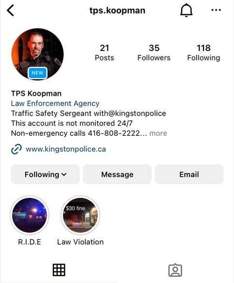 Police in Kingston say an Instagram account is impersonating one of its sergeants and reaching out to users.