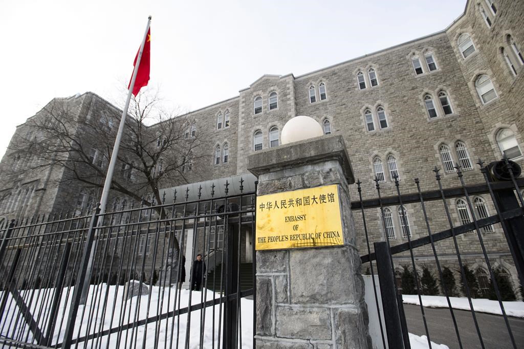 The embassy of the People's Republic of China in Ottawa is shown on Thursday, Jan. 17, 2019. China’s embassy in Ottawa is denying reports of attempted election interference in Canada, saying the claims are “baseless and defamatory.” THE CANADIAN PRESS/Sean Kilpatrick.