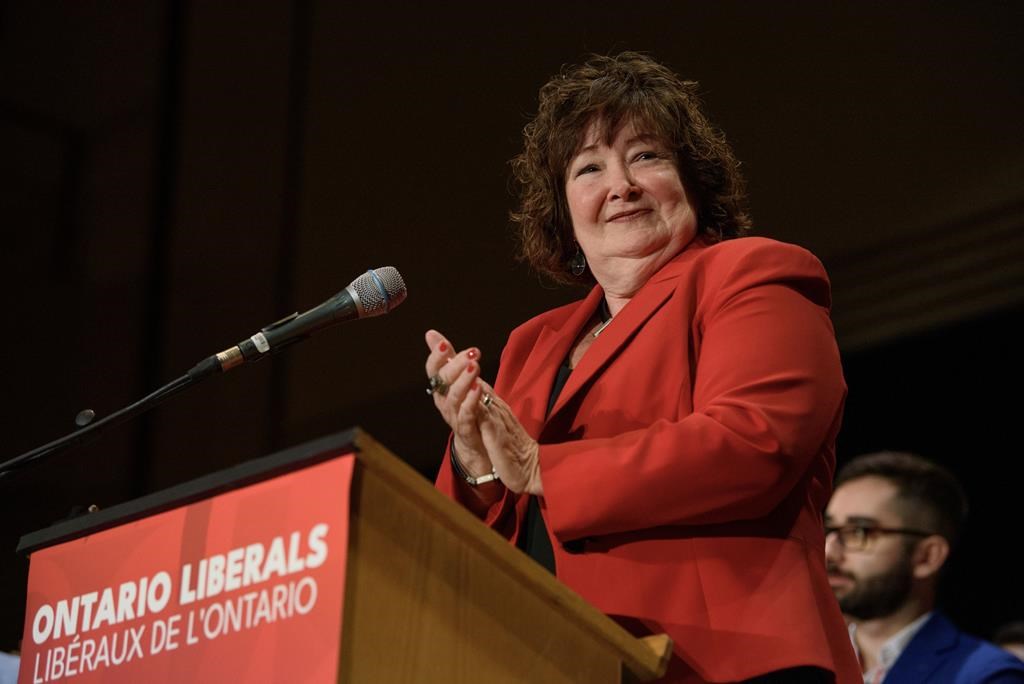 Newly elected Ontario Liberal Party president Kathryn McGarry speaks during the party's 2023 Annual Meeting at the Hamilton Convention Centre in Hamilton, Ont., on Sunday, March 5, 2023.