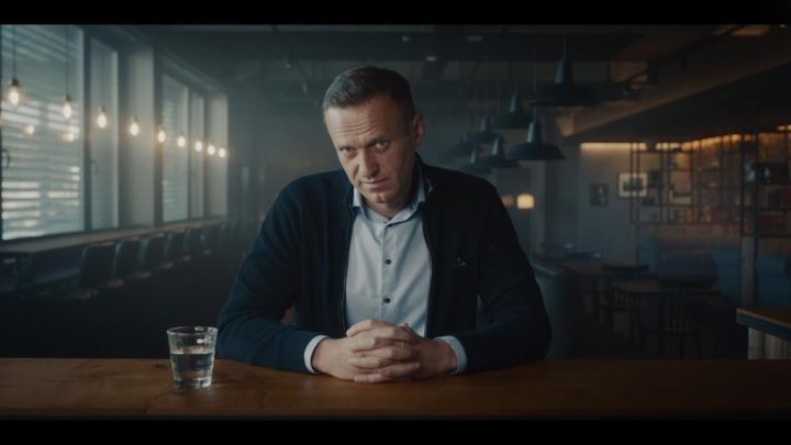 Alexei Navalny appears in a scene from the documentary "Navalny.".