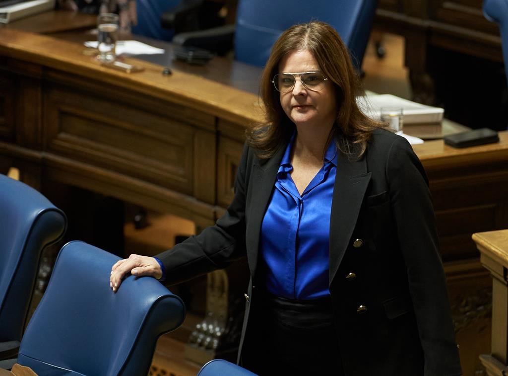 Manitoba Premier Heather Stefanson appears in the chamber in the Manitoba Legislative Building in Winnipeg on Tuesday, March 7, 2023.