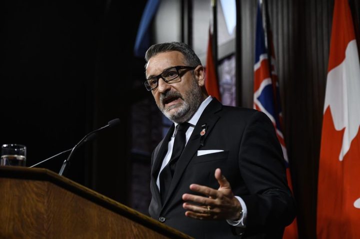 Ontario Long-Term Care Minister Paul Calandra speaks with media at Queen’s Park in Toronto on Wednesday, September 14, 2022.