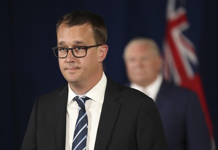 Monte McNaughton, Minister of Labour, Training and Skills Development speaks at Queen's Park, in Toronto, Wednesday, June 24, 2020. 