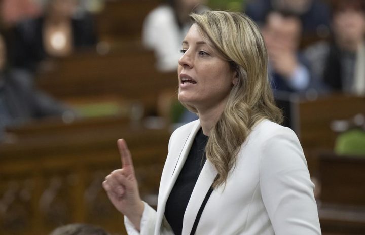 Foreign Affairs Minister Melanie Joly rises during Question Period, Thursday, March 23, 2023 in Ottawa. 