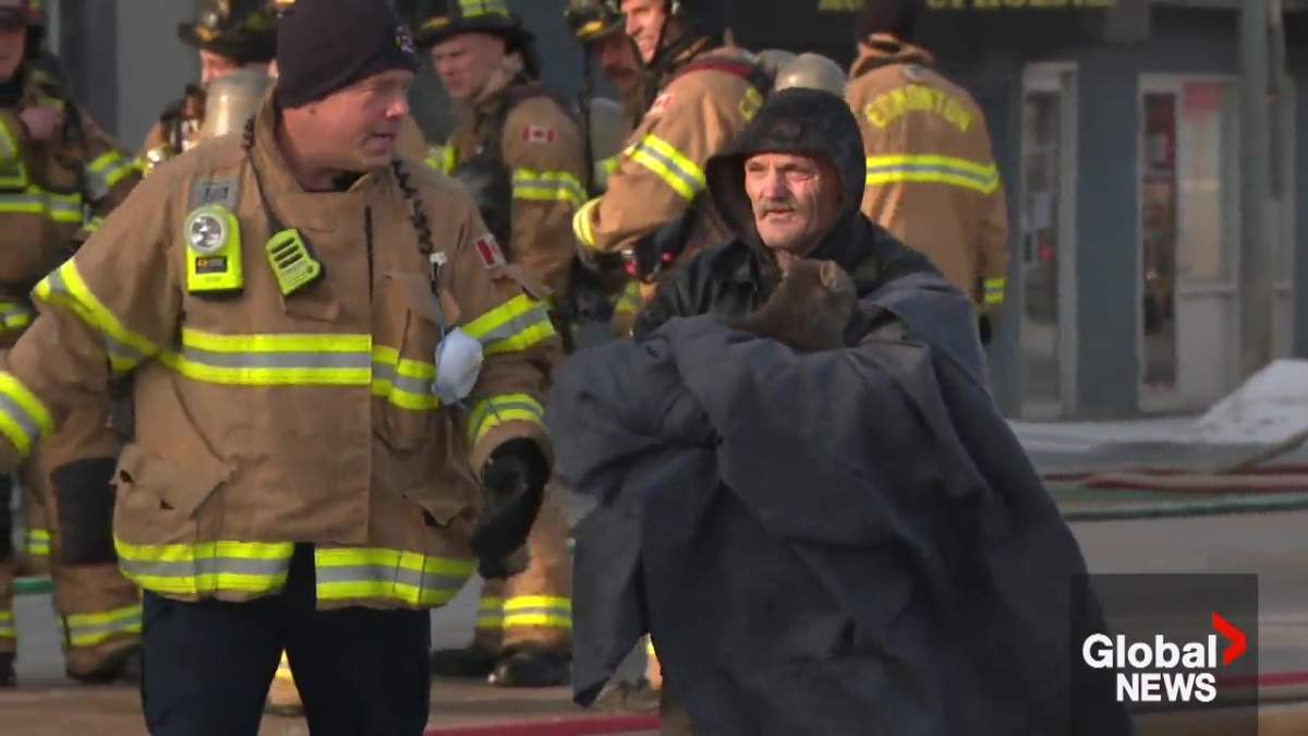 The Vinton Apartments building on 111 Avenue in central Edmonton was evacuated during a fire on March 6, 2023.