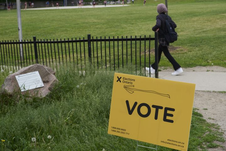 An Elections Ontario polling station for Toronto-Danforth held at Eastview Neighbourhood Community Centre is pictured on election day, Toronto, Thursday, June 2, 2022. 