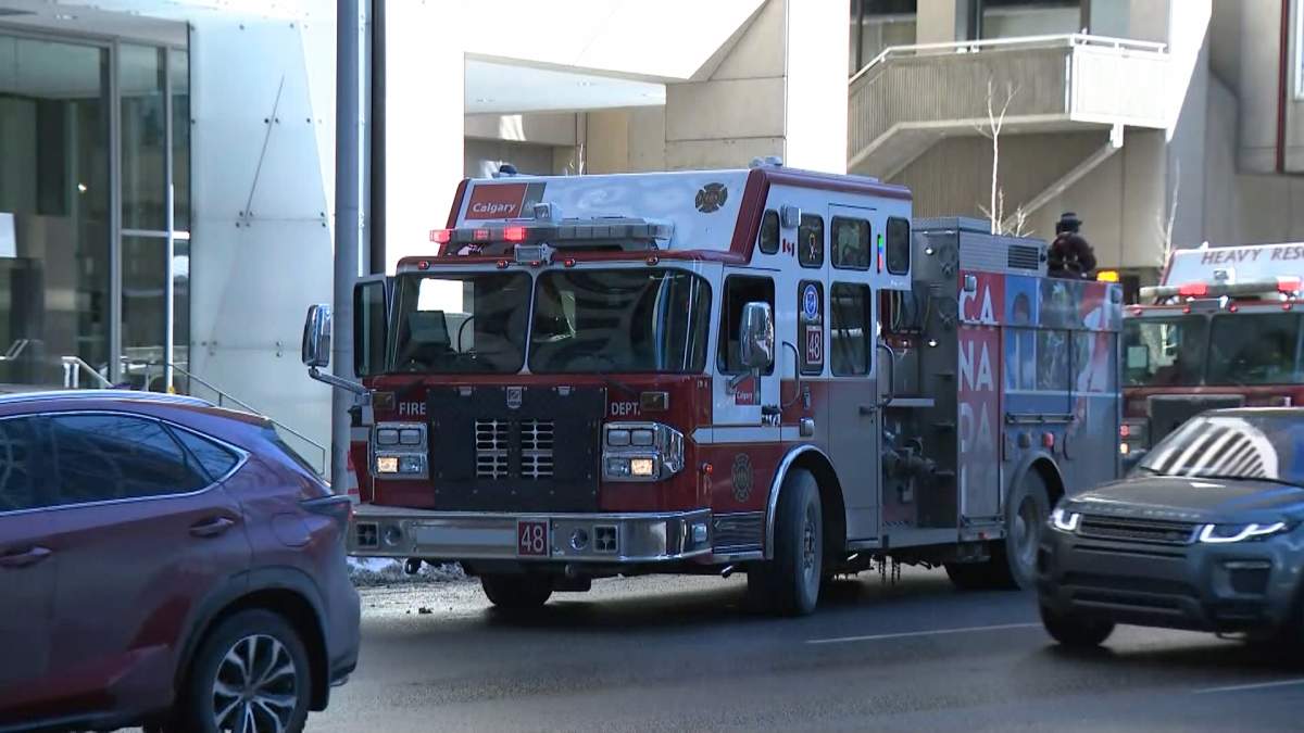 A Calgary Fire Department truck is pictured in the city's downtown.