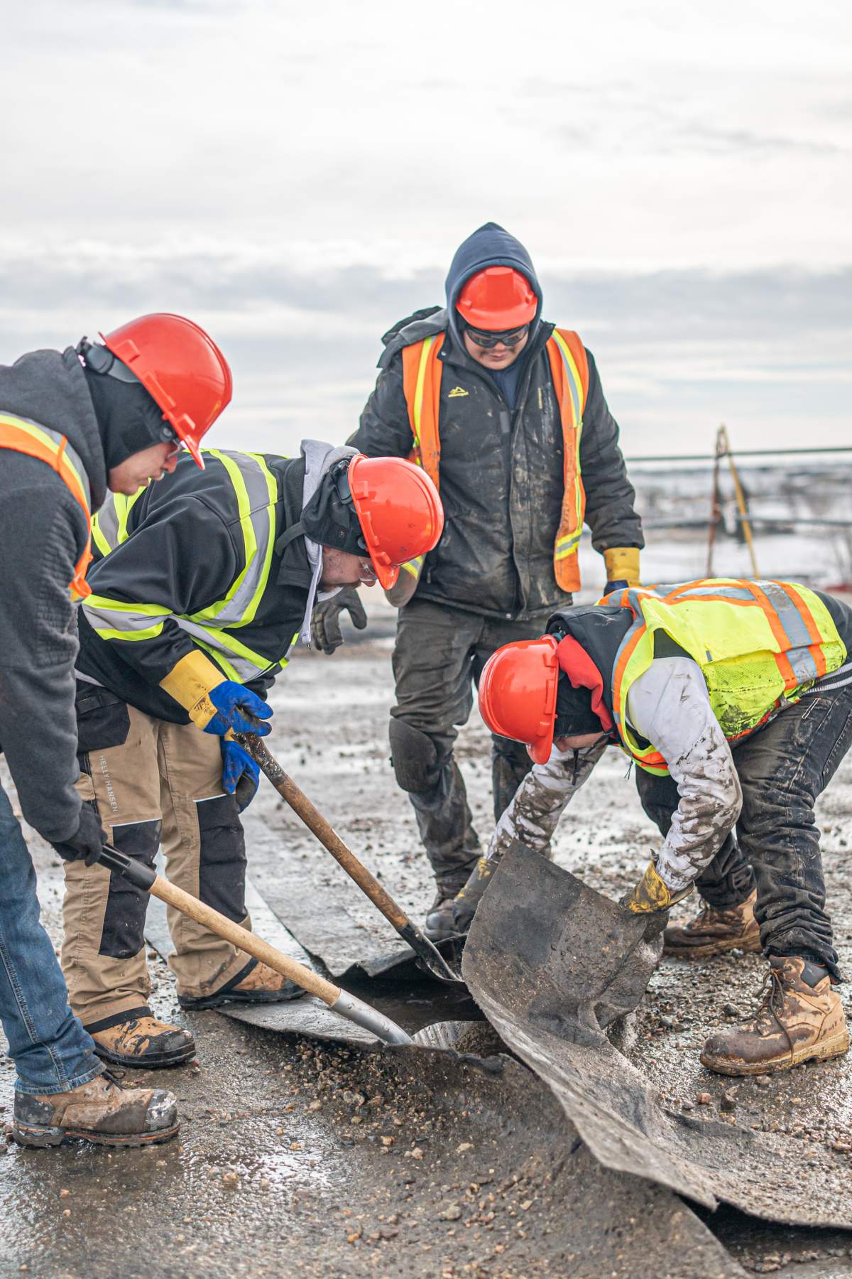 Students from the Regina Trades and Skills Centre can be seen working on the Regina Food Bank roofing project. 