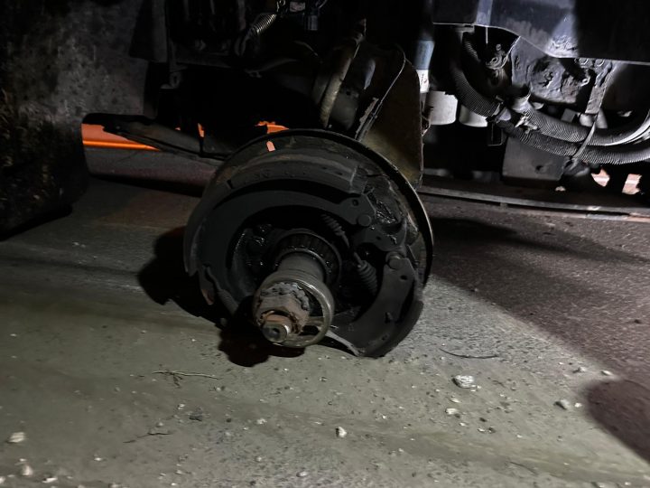 Police say the wheel came off a commercial vehicle travelling westbound on Highway 401.