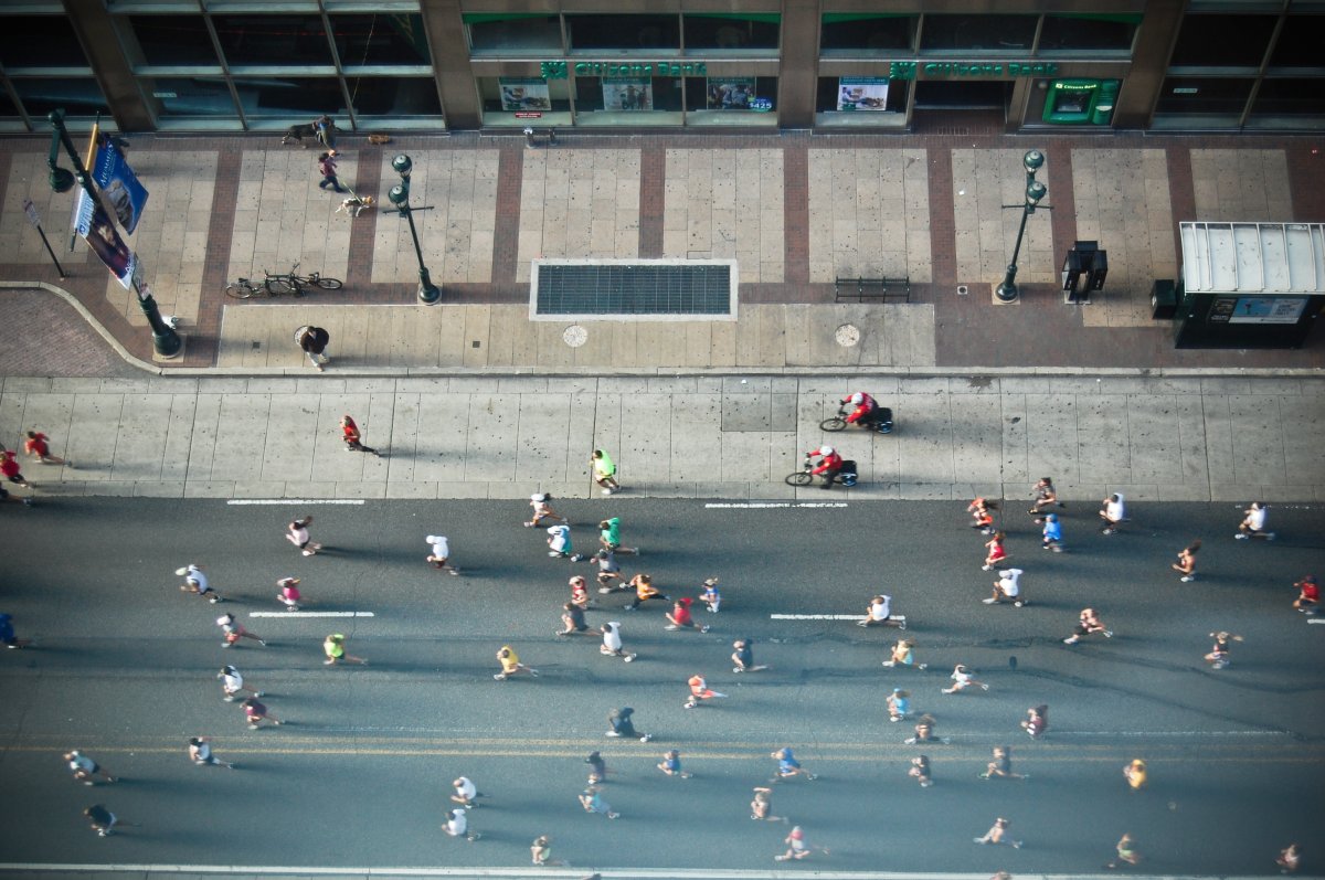 Runners from marathon in Philadelphia.