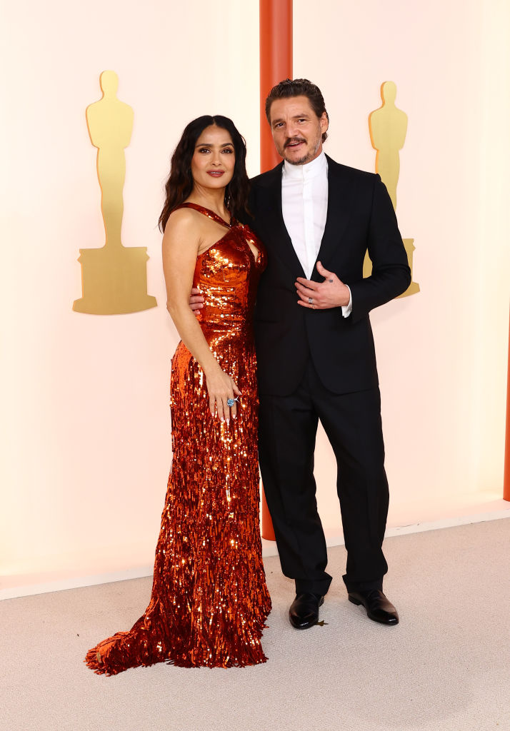 Salma Hayek and Pedro Pascal attend the 95th Annual Academy Awards on March 12, 2023 in Hollywood, California.
