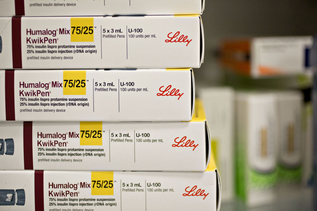 Boxes of Eli Lilly insulin