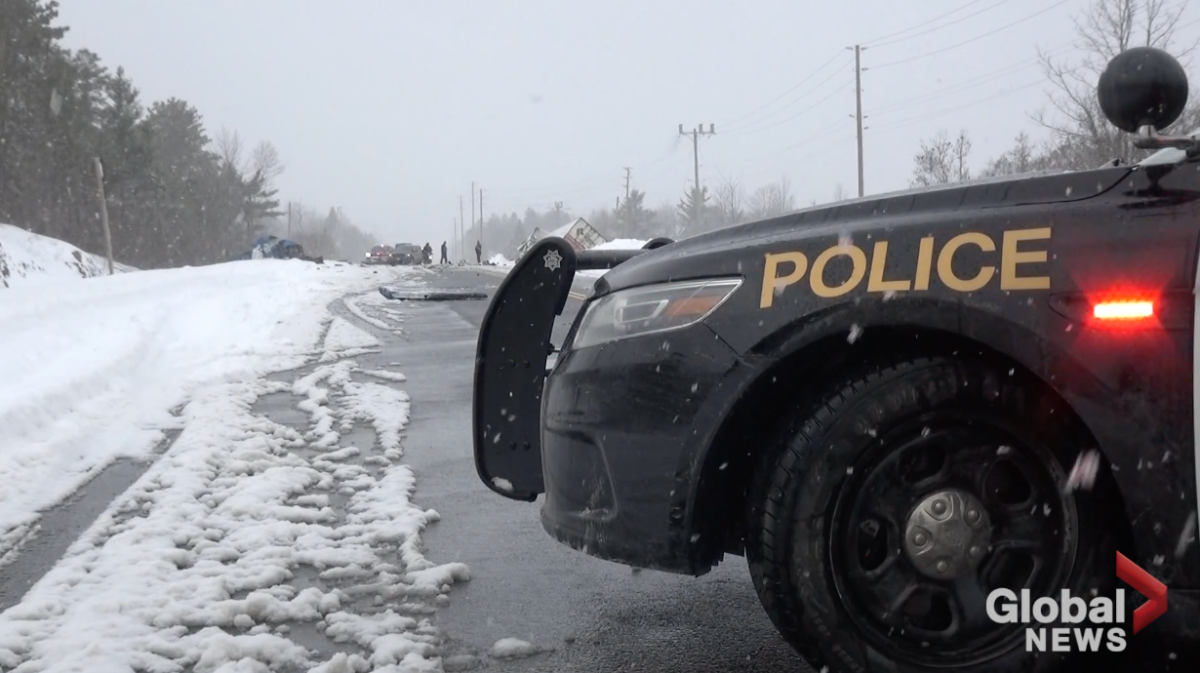 Peterborough County OPP say two people died and one seriously injured after a pickup truck and tractor-trailer collided head-on along Hwy. 7 in Havelock-Belmont-Methuen Township on March 3, 2023.