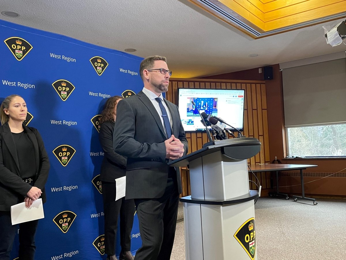 Det. Const. John Armit of the OPP Serious Fraud and Anti-Rackets Branch speaks on March 22 about the rising number of 'grandparent scams.'.