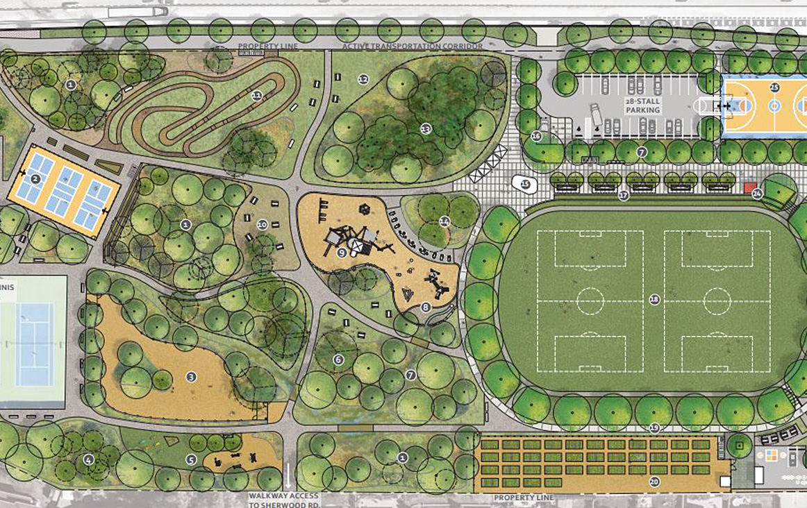 The City of Kelowna’s concept plan for DeHart Community Park in the Lower Mission.