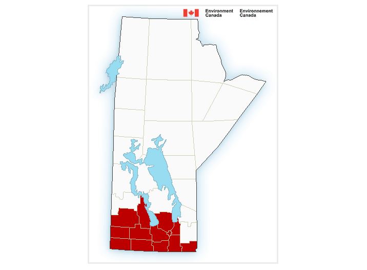 Winnipeg and much of southern Manitoba were under a snowfall warning Friday.