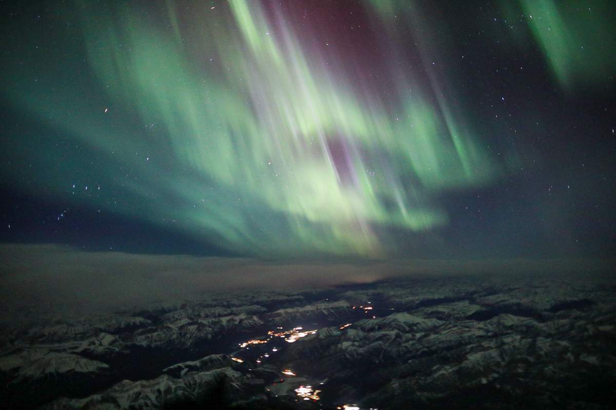Pilot Matt Melnyk spotted northern lights while flying from Las Vegas to Calgary on Thursday, March 23, 2023.
