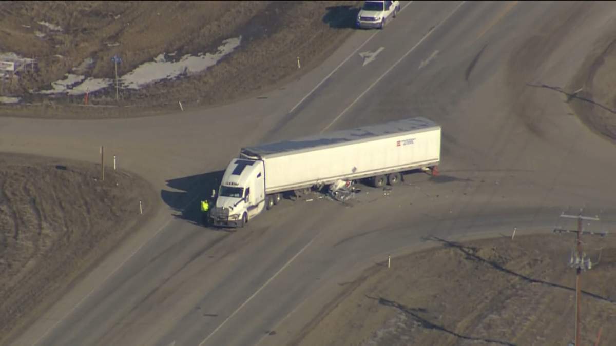 A serious collision closed parts of Highway 2A near High River, Alta., on Friday morning.