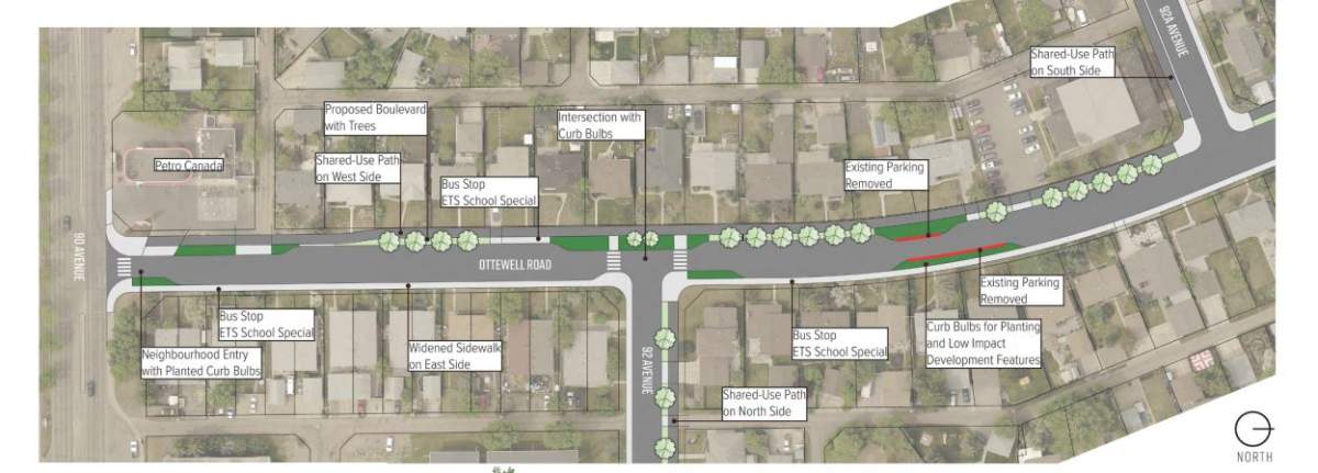 Renderings of the City of Edmonton's plan for neighbourhood renewal in the Ottewell area.