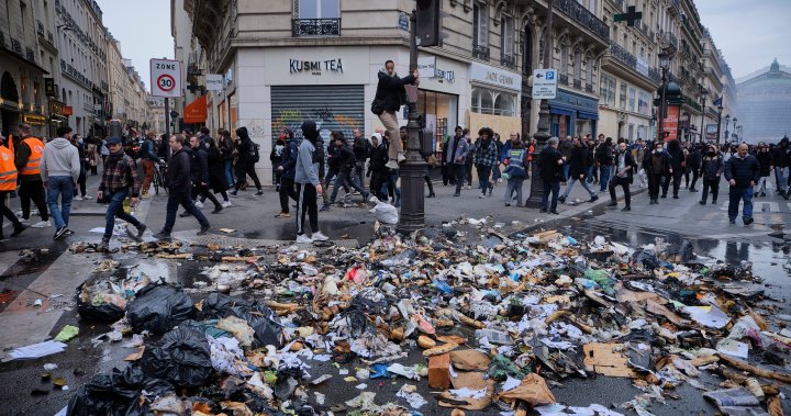 Paris trash strike ends as pension protest numbers begin to shrink