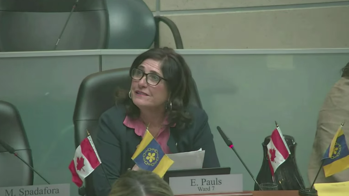 Hamilton councillor Esther Pauls, whose son is a police staff sergeant, acknowledged a conflict of interest in connection with council discussions over the Hamilton Police Service budgets.