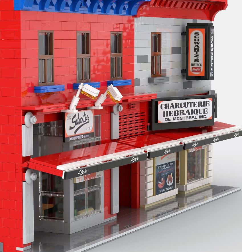 Schwartz Deli sculpture built out of Lego.