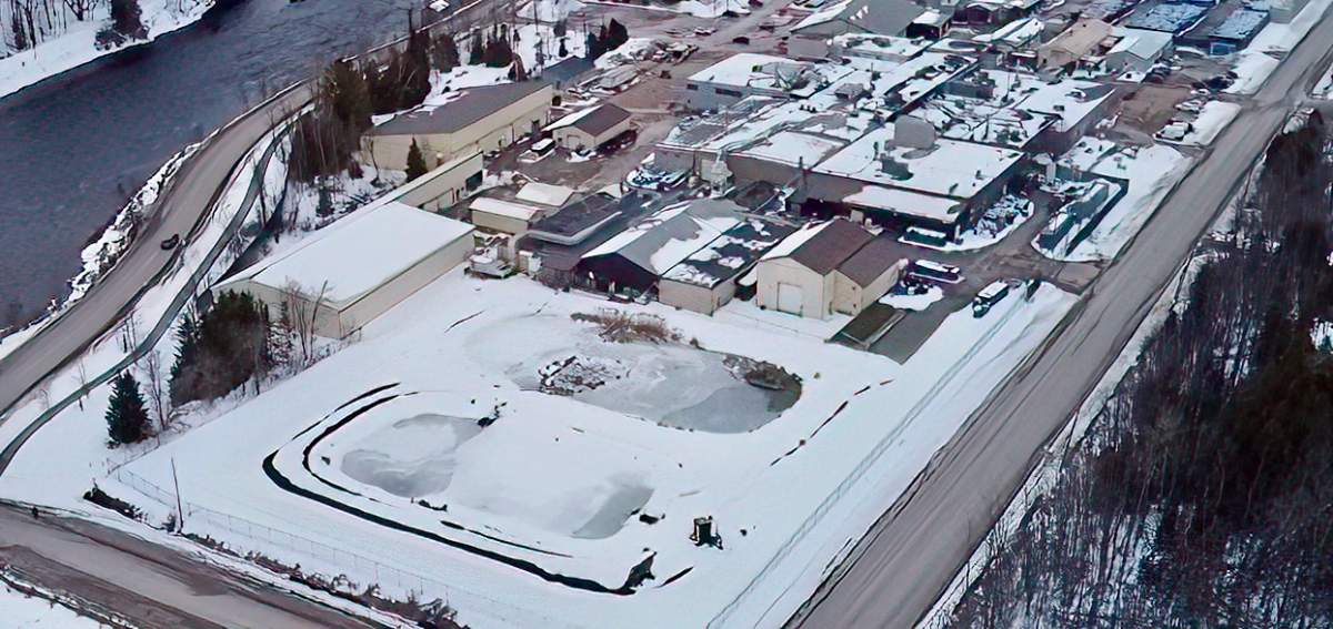 Roads were closed surrounding SGS Canada's facility in Lakefield, Ont., following an industrial accident on March 2, 2023.