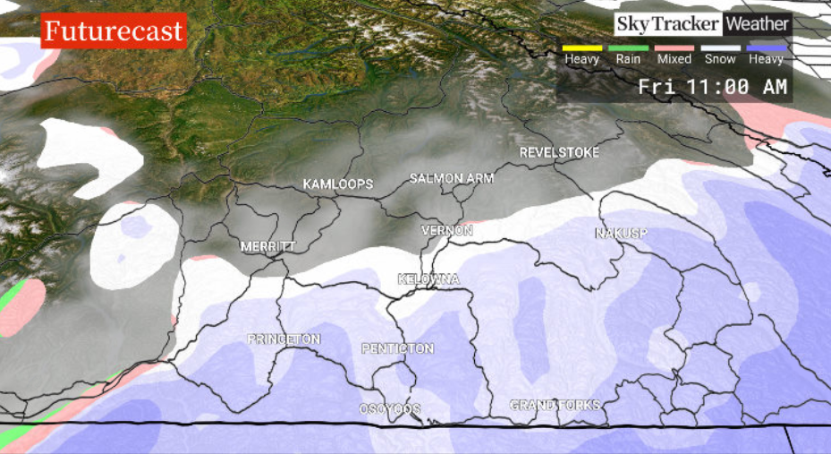 Snow is likely in the South and parts of the Central Okanagan on Friday.