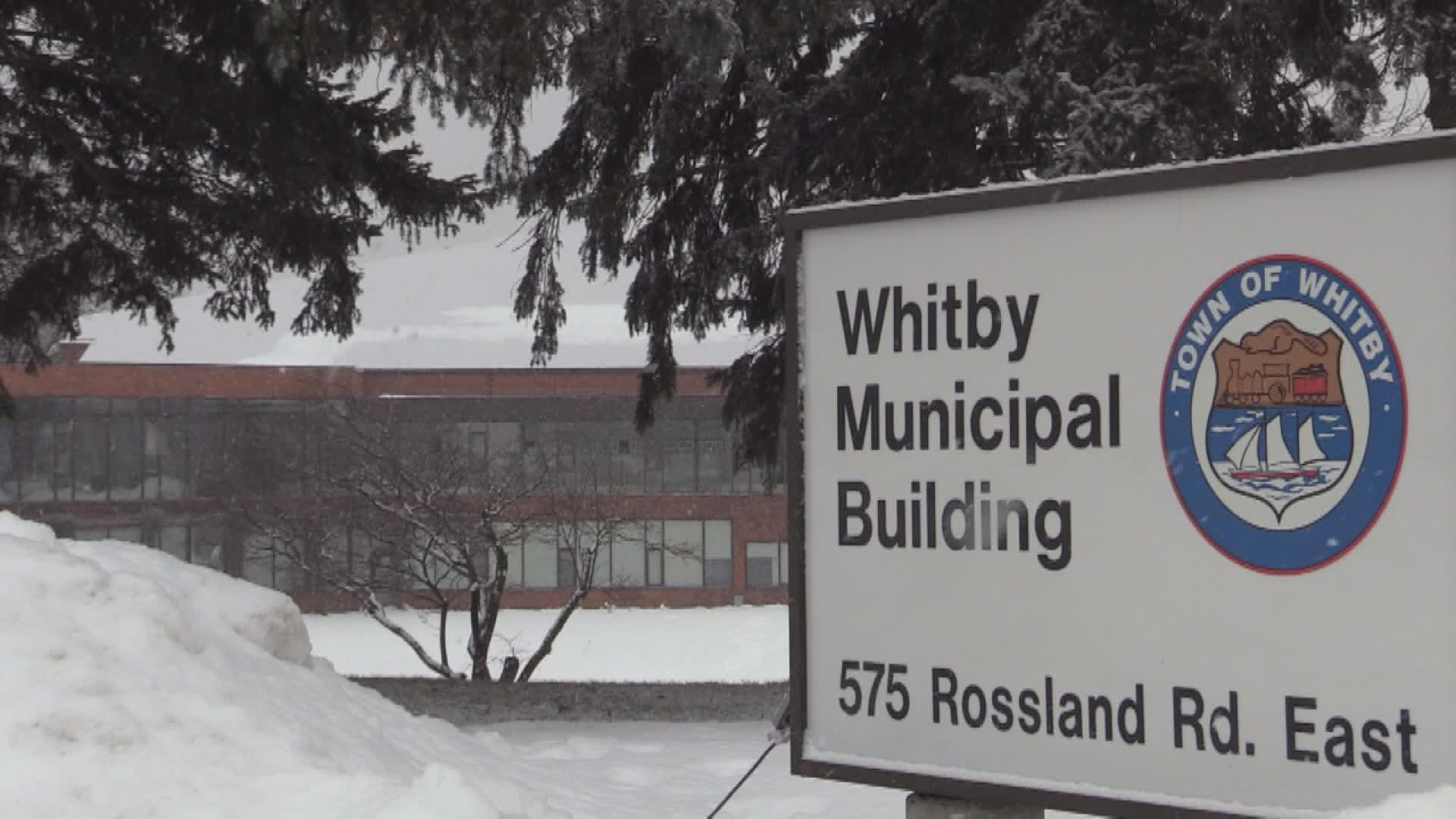 Town of Whitby municipal building sign