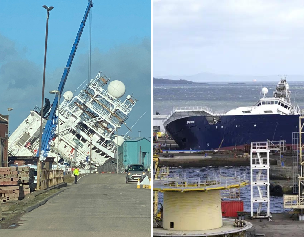 Massive ship tips over in Edinburgh dockyard, sending 15 people to hospital