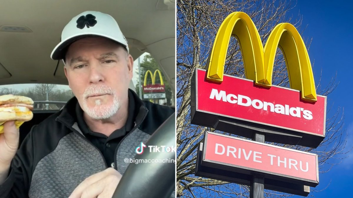 A split photo. On the left is Kevin Maginnis. On the right is a McDonald's sign.