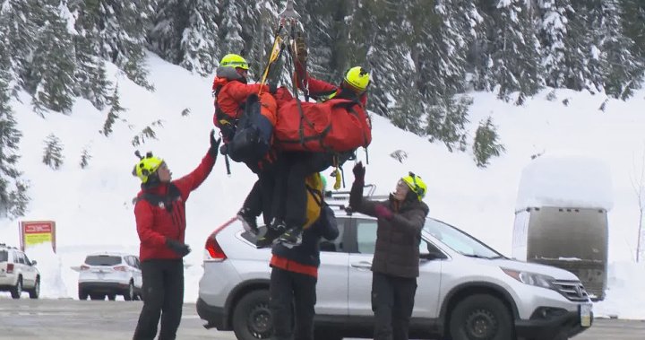 Search-and-rescue crew braves avalanche conditions to pluck injured skier from North Shore