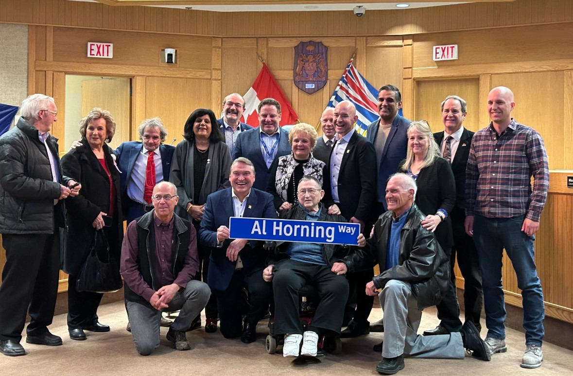 Al Horning, earlier this year, at a street dedication announcement in Kelowna.