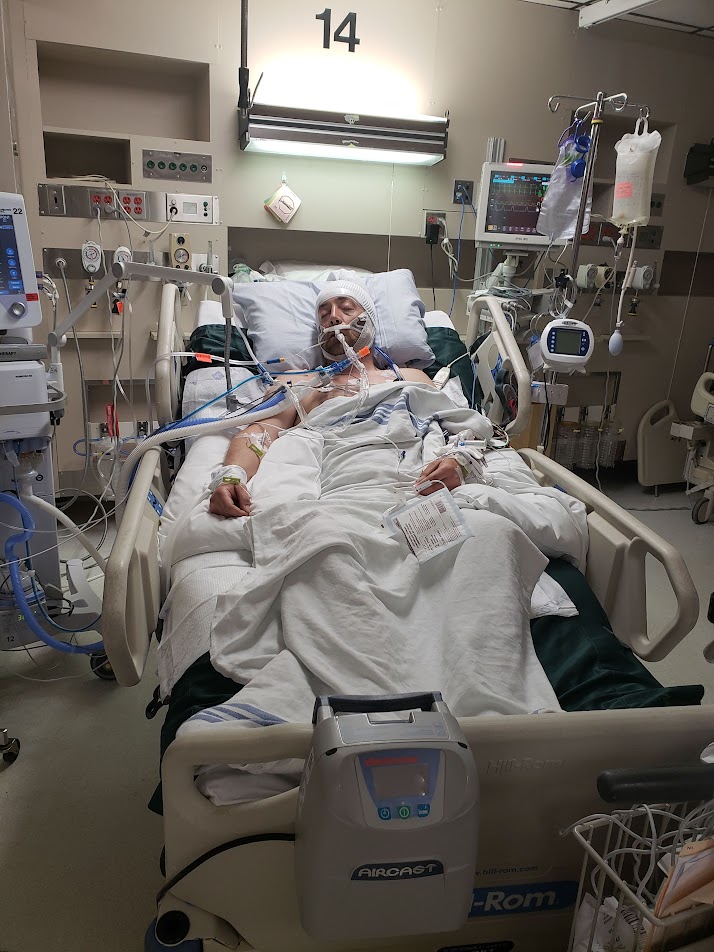 The aftermath of Brennon Dulle’s brain surgery.