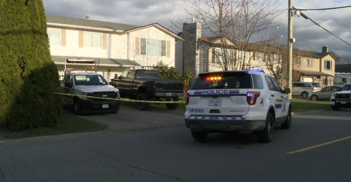 RCMP at the scene of a shooting in Chilliwack that left one person seriously injured on Thursday.