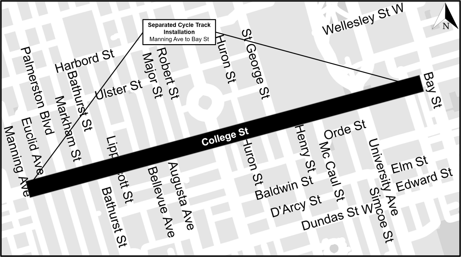 Construction Of Elevated Bike Lanes Begins On Portion Of Toronto S   College Street Toronto Map Bike Lanes 