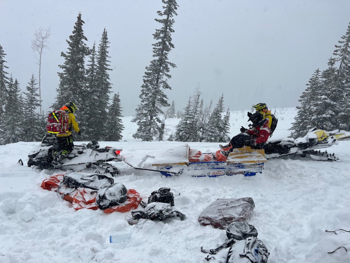 COSAR rescued an injured snowmobiler Monday afternoon in Greystokes Provincial Park.