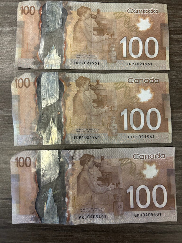 Counterfeit currency seized by Selkirk RCMP.
