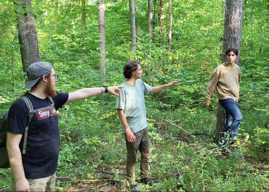 ‘Sasquatch University’ TV host Ryan Willis, centre, with Cody Misner, left, and Joel Porter, right.