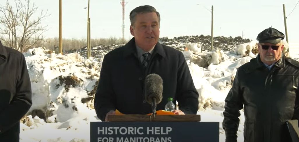 Manitoba infrastructure minister Doyle Piwniuk speaks to media Monday.