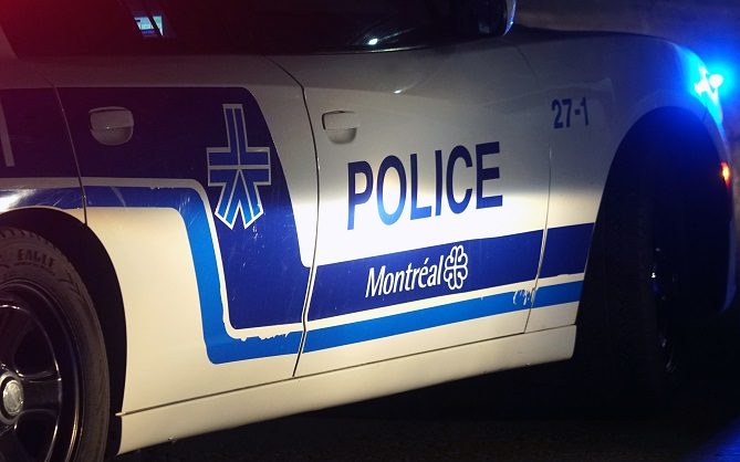Montreal police car in Montreal, Saturday, March 20, 2021.