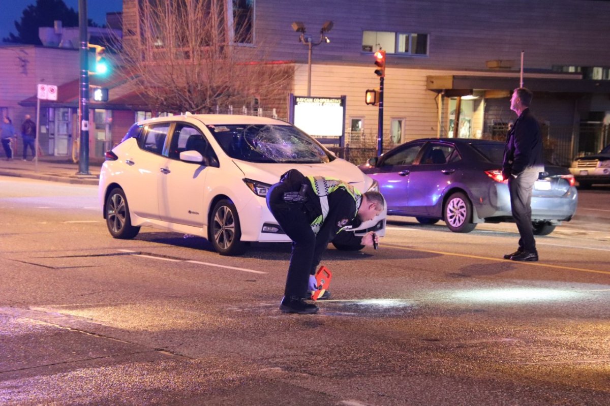 Vancouver police were on the scene investigating the collision Saturday night.