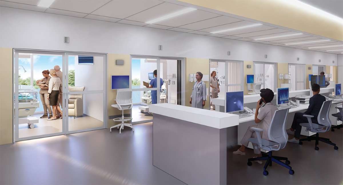 The NICU of the future will provide safe, quality family-centred care by ensuring there is plenty of room for care teams and equipment and, most importantly, space for families to spend time with their babies. (Future NICU concept design courtesy of Diamond Schmitt.).
