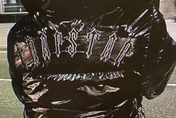 Black Trapstar jacket worn by the victim of the assault.