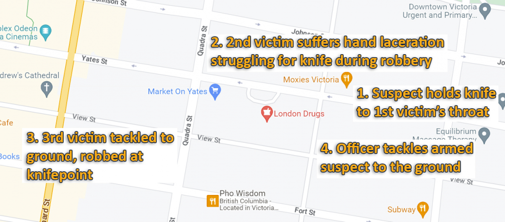 Victoria police tackle man accused in knifepoint robbery spree - image